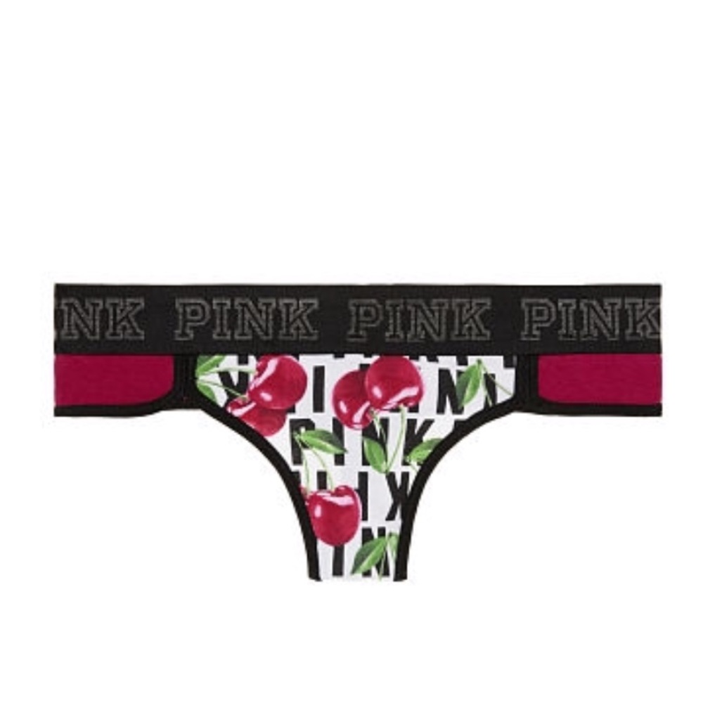 New Victoria’s Secret PINK Logo Thong Panties - Cherries - XSmall